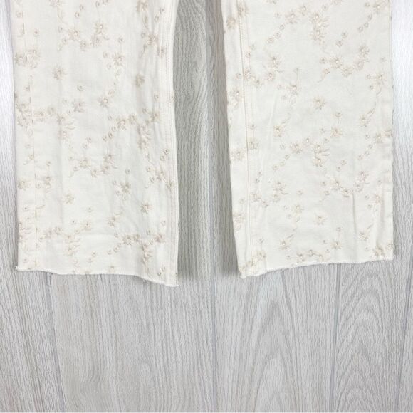 J. Crew | White Floral Embroidered Billie Demi Door Cropped Jeans Size 29 - Picture 6 of 12